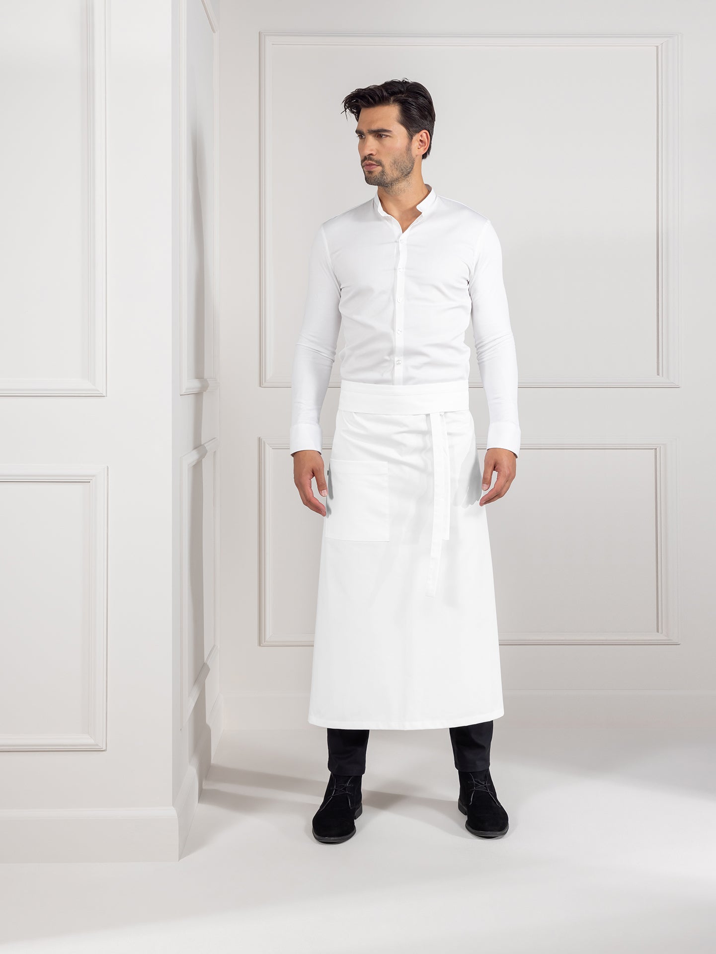 Apron Nicolas White by Le Nouveau Chef - ChefsCotton