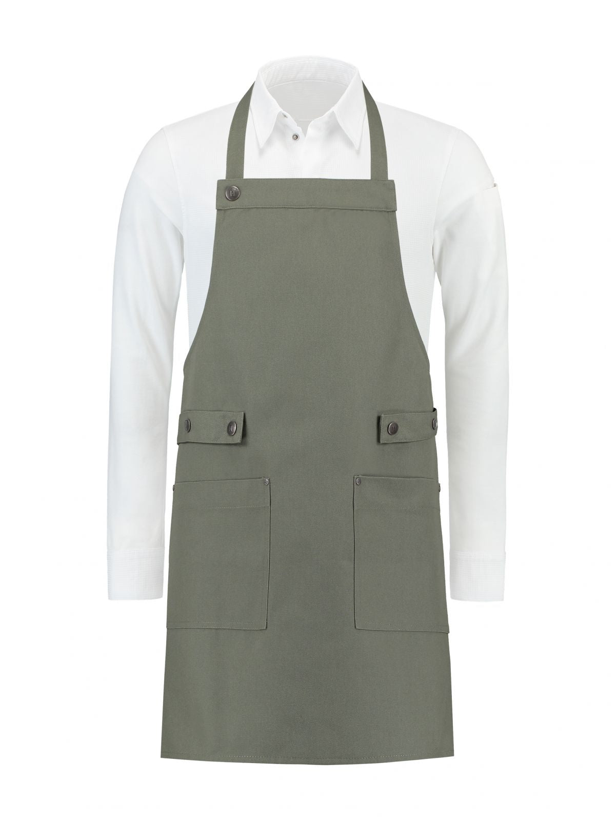 Bib Apron Dakota Green Canvas by Le Nouveau Chef - ChefsCotton