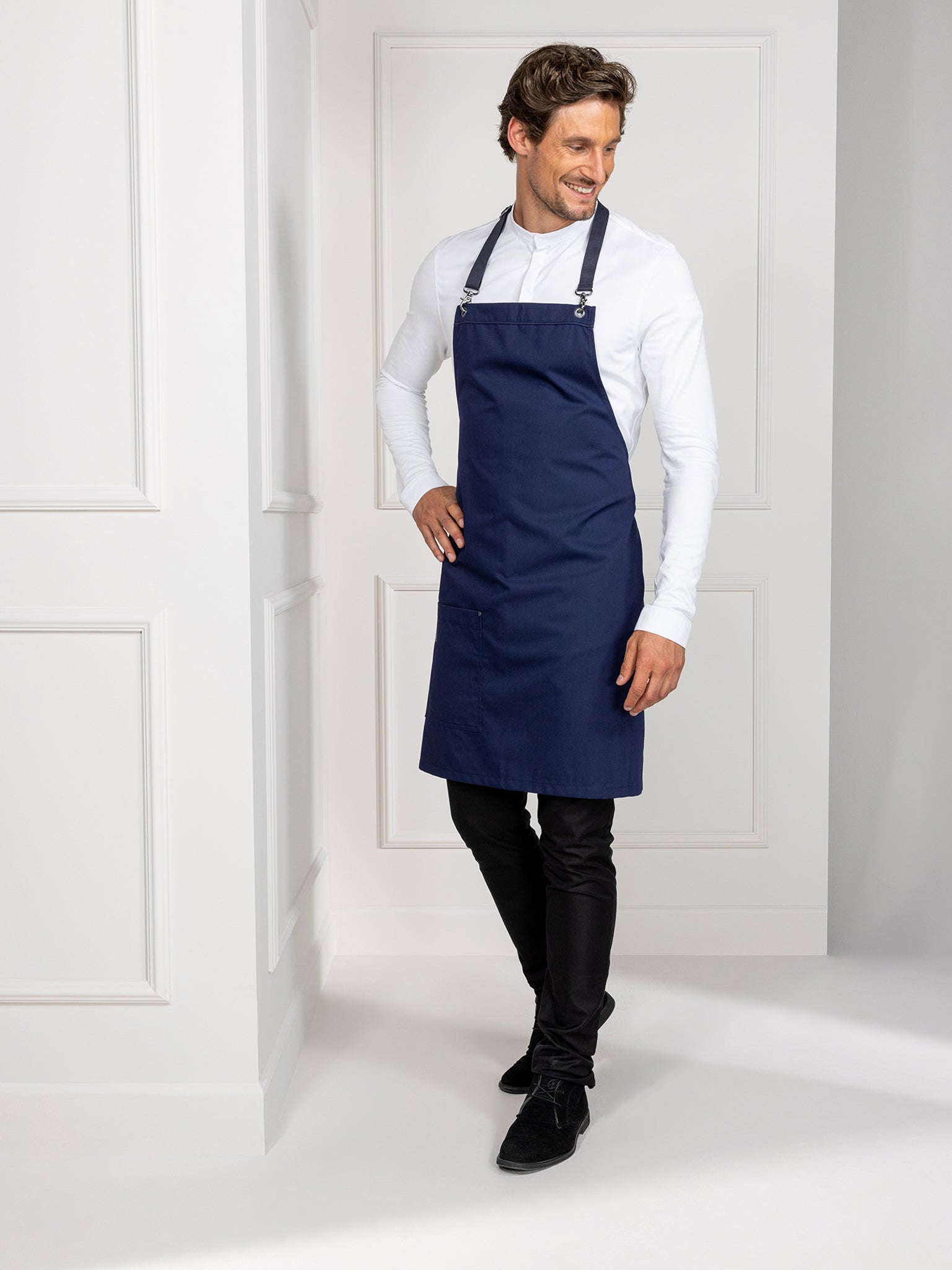 Bib Apron Davos Patriot Blue by Le Nouveau Chef - ChefsCotton