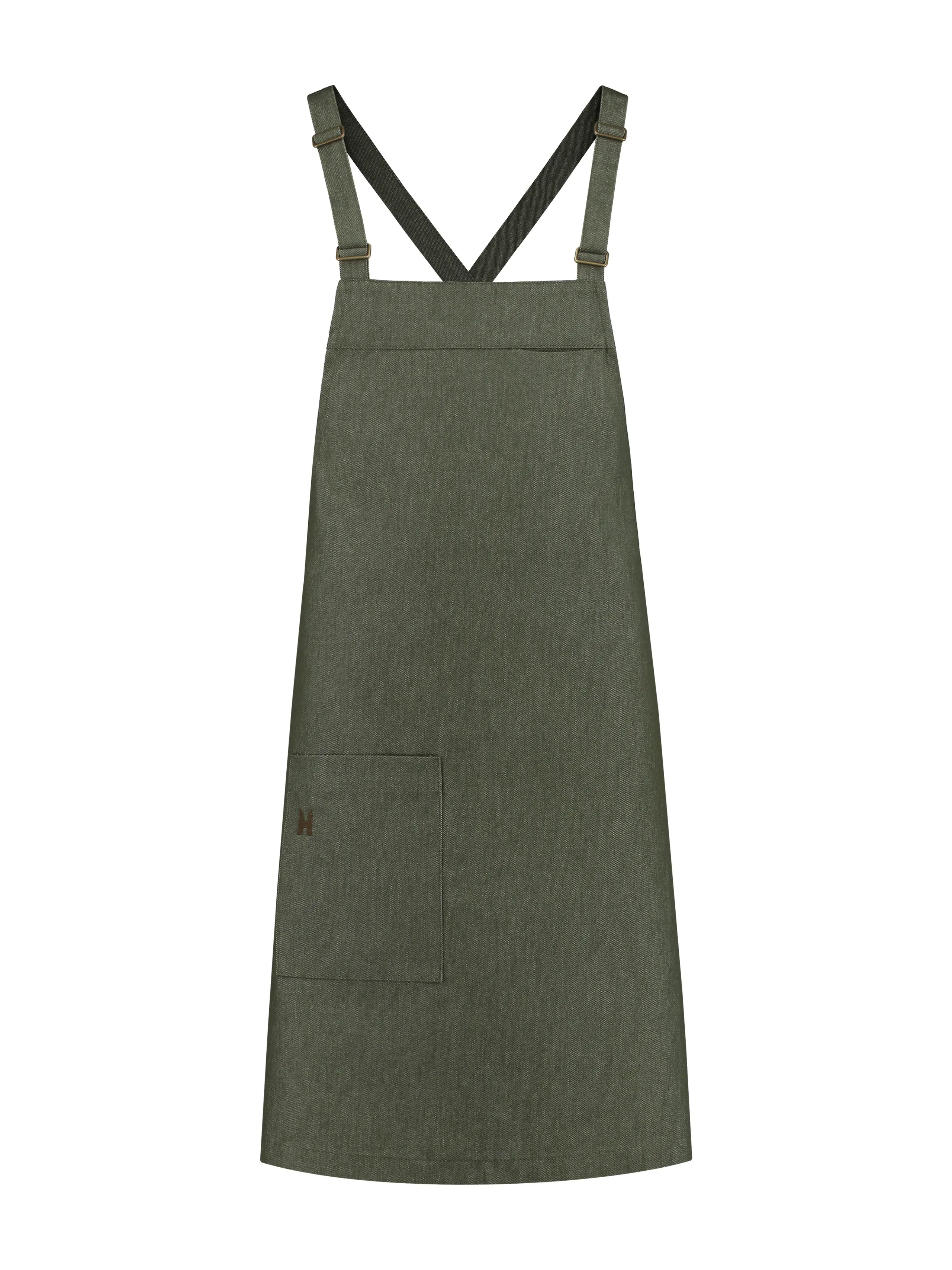 Bib Apron Eden Heavy Green Denim by Le Nouveau Chef - ChefsCotton
