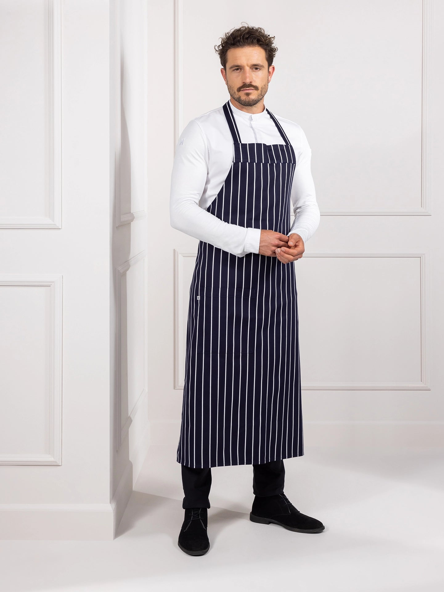 Bib Apron Peter Butcherstripe by Le Nouveau Chef - ChefsCotton