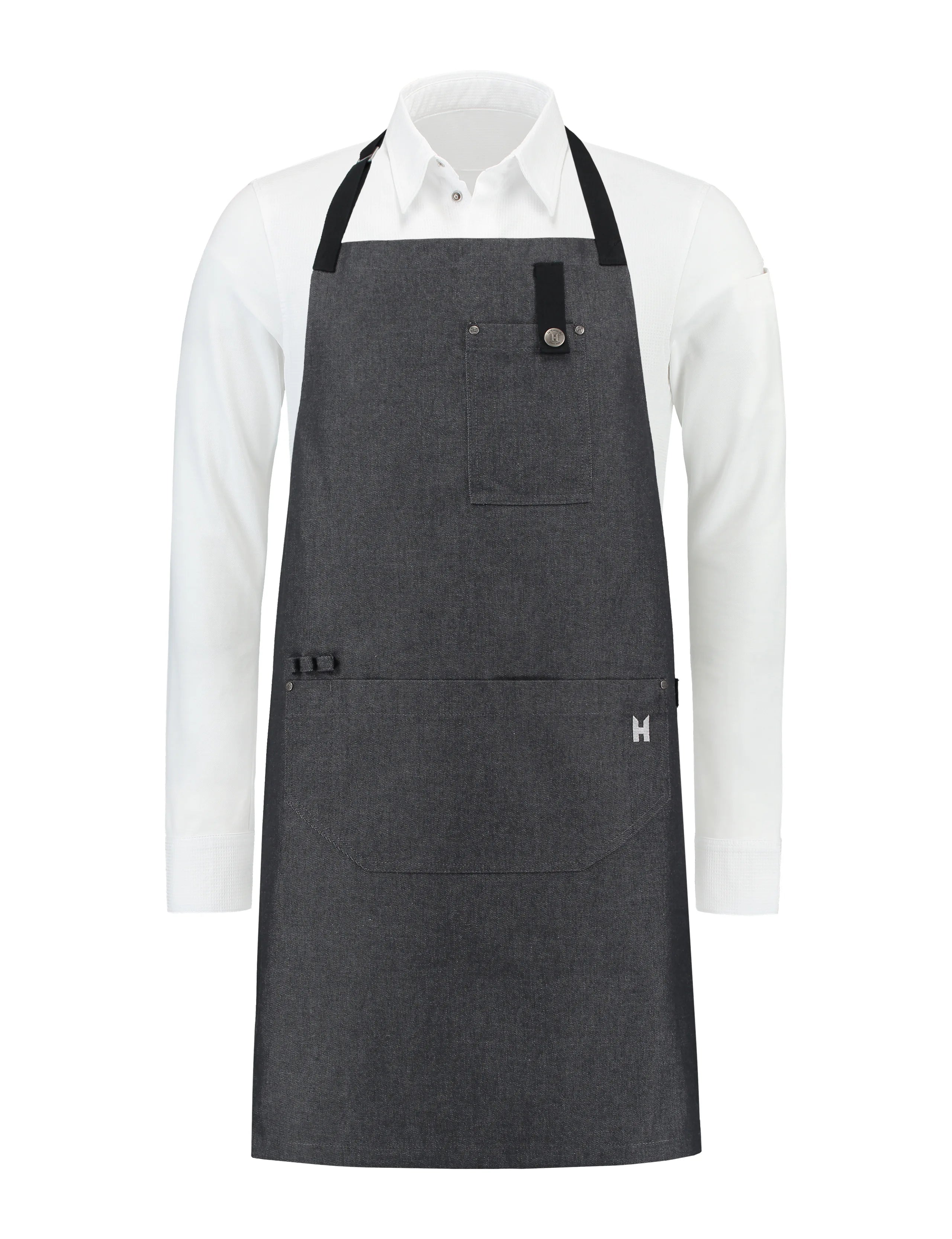 Bib Apron Seattle Heavy Black Denim by Le Nouveau Chef - ChefsCotton