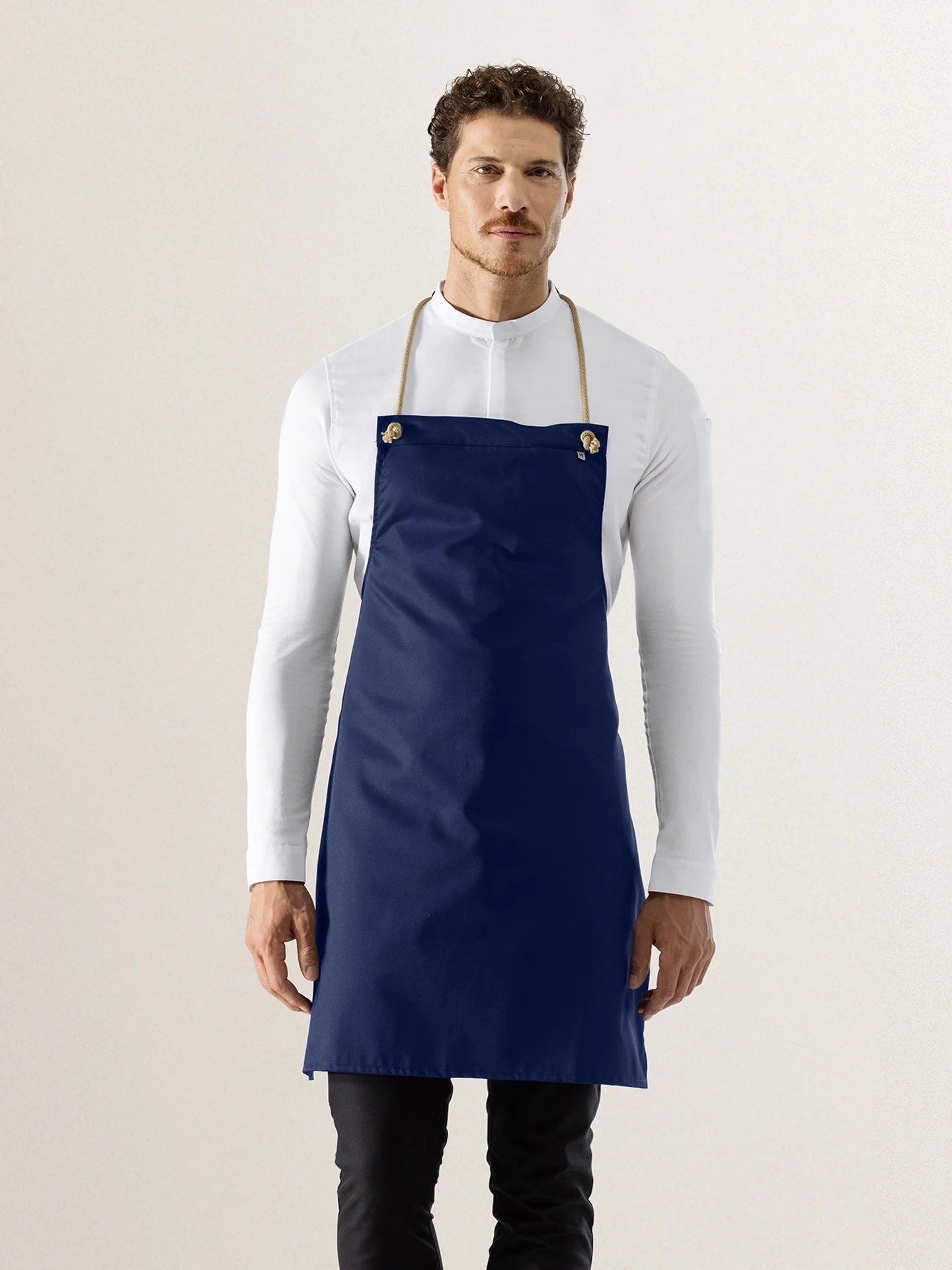 Bib Apron Spanish One Navy by Le Nouveau Chef - ChefsCotton