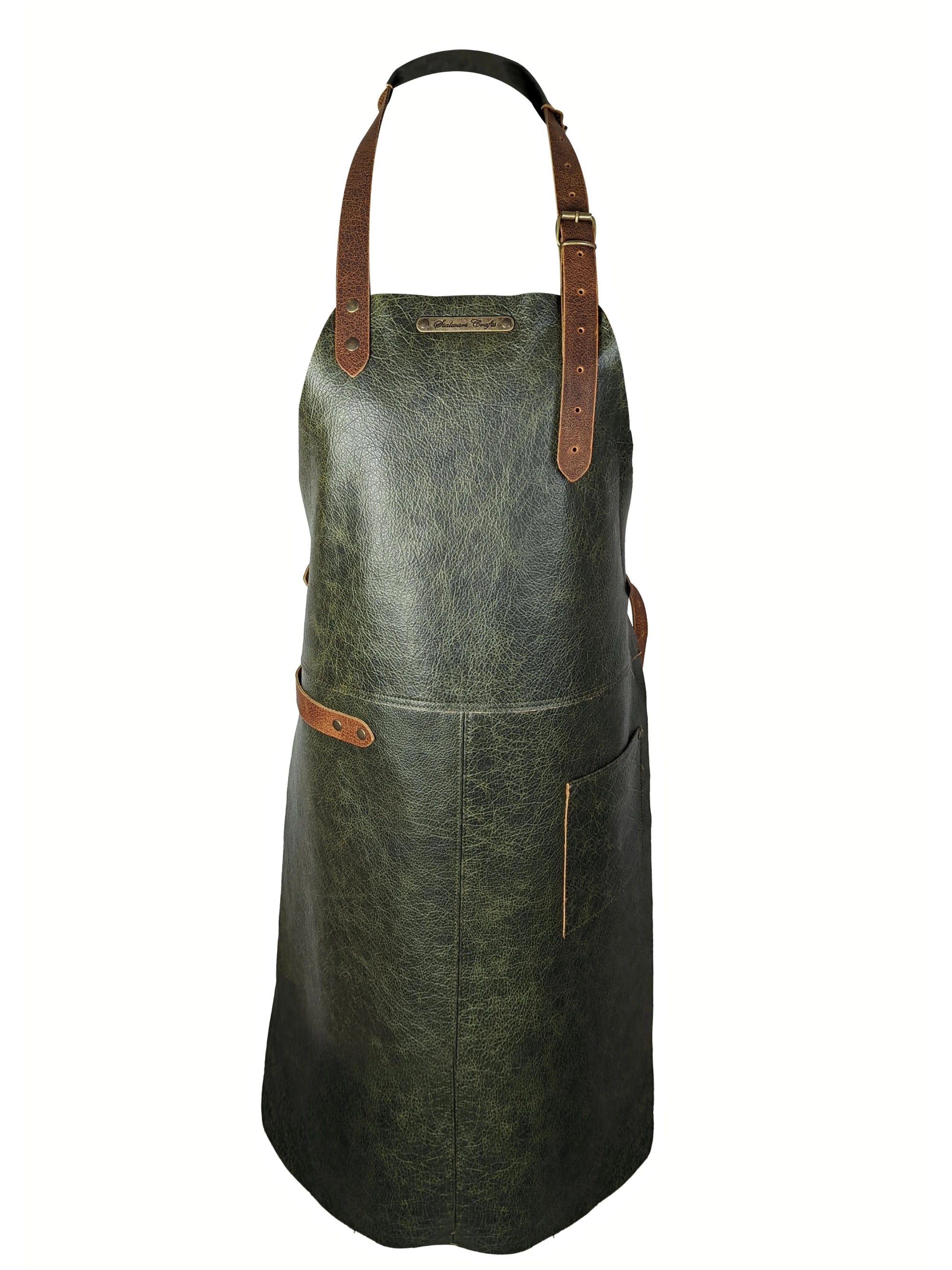 Leather Apron Classic Green Deluxe by Handcrafted Leather Aprons - ChefsCotton