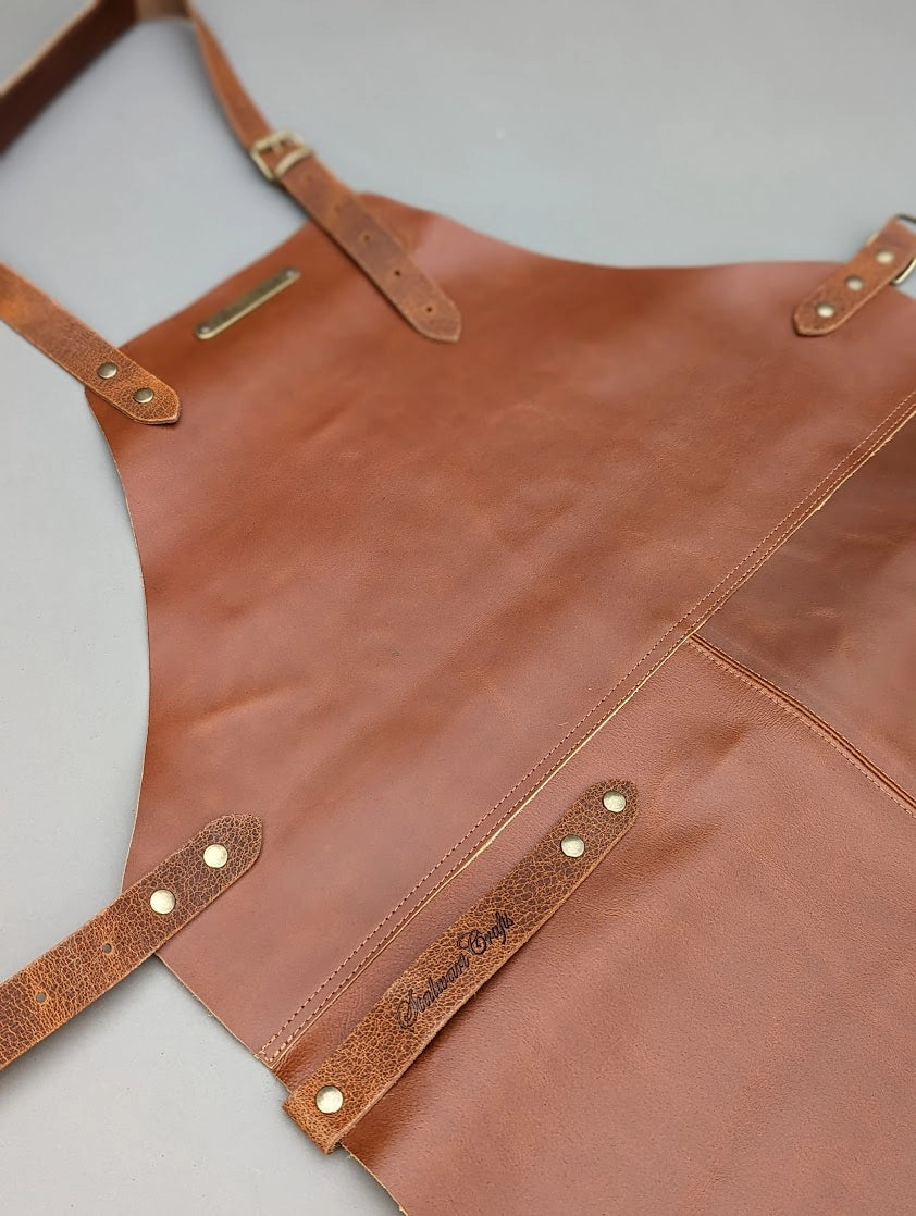 Leather Apron Classic Whiskey Rustic by Handcrafted Leather Aprons - ChefsCotton