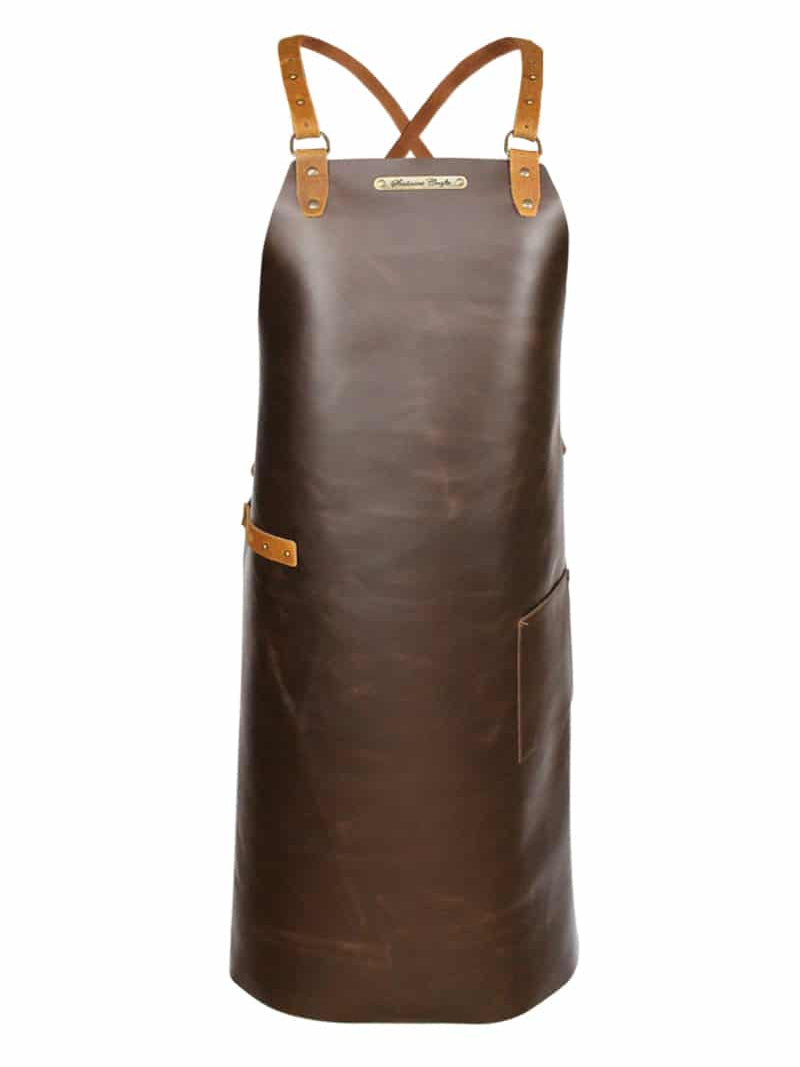 Leather Apron Cross Strap Rustic Brown by Handcrafted Leather Aprons - ChefsCotton