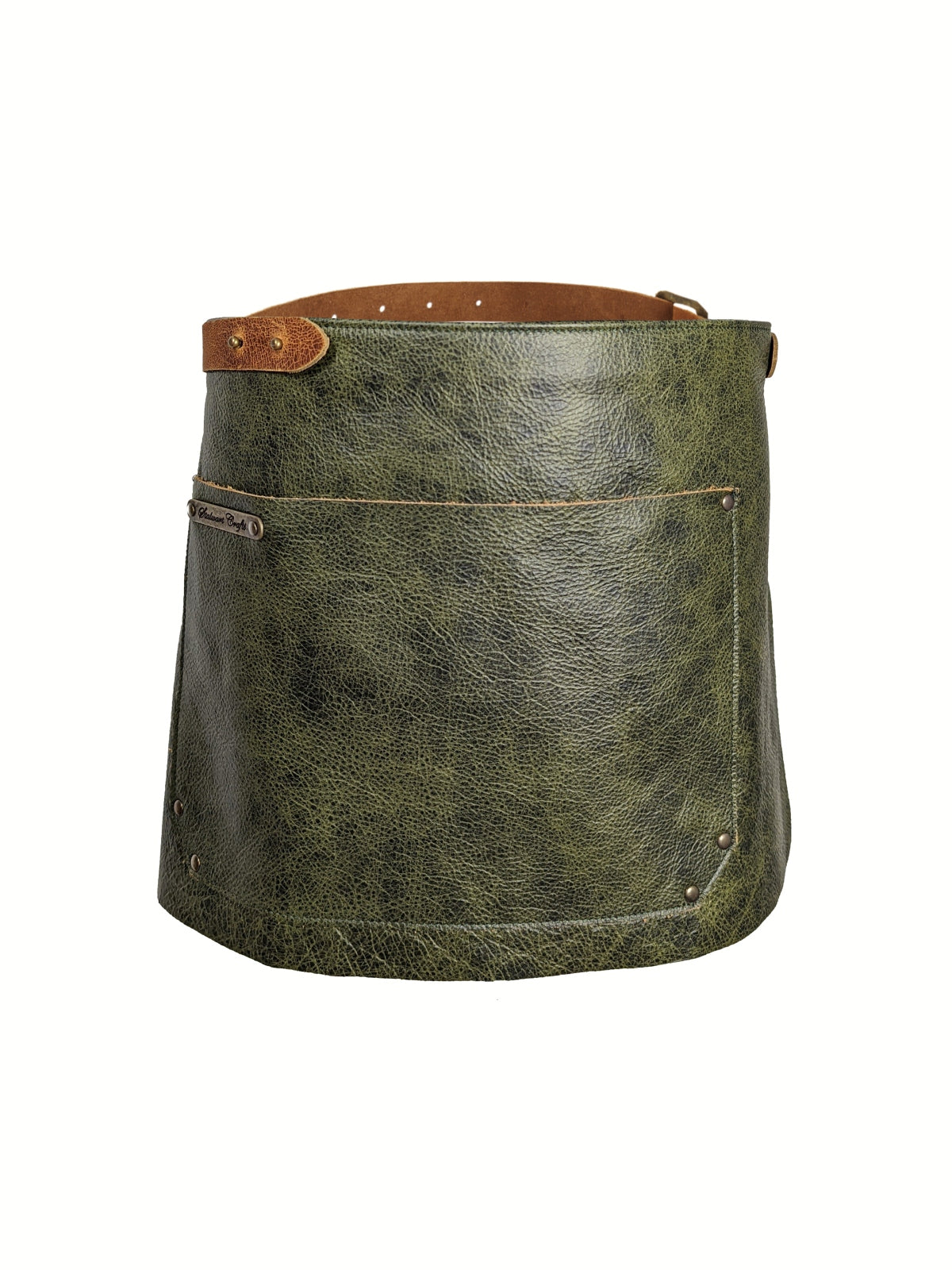 Leather Waist Apron Deluxe Green by Handcrafted Leather Aprons - ChefsCotton
