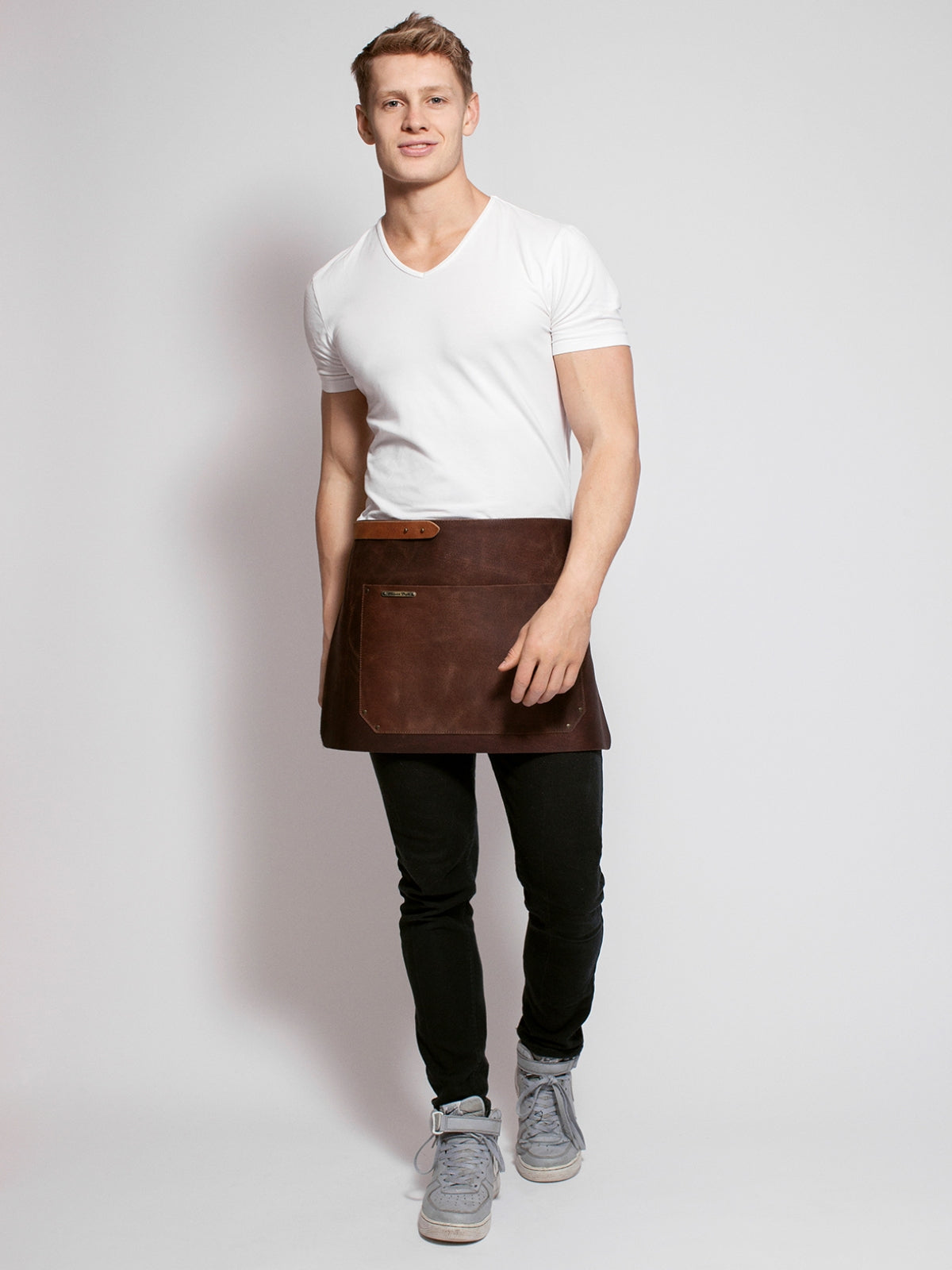 Leather Waist Apron Rustic Brown by Handcrafted Leather Aprons - ChefsCotton