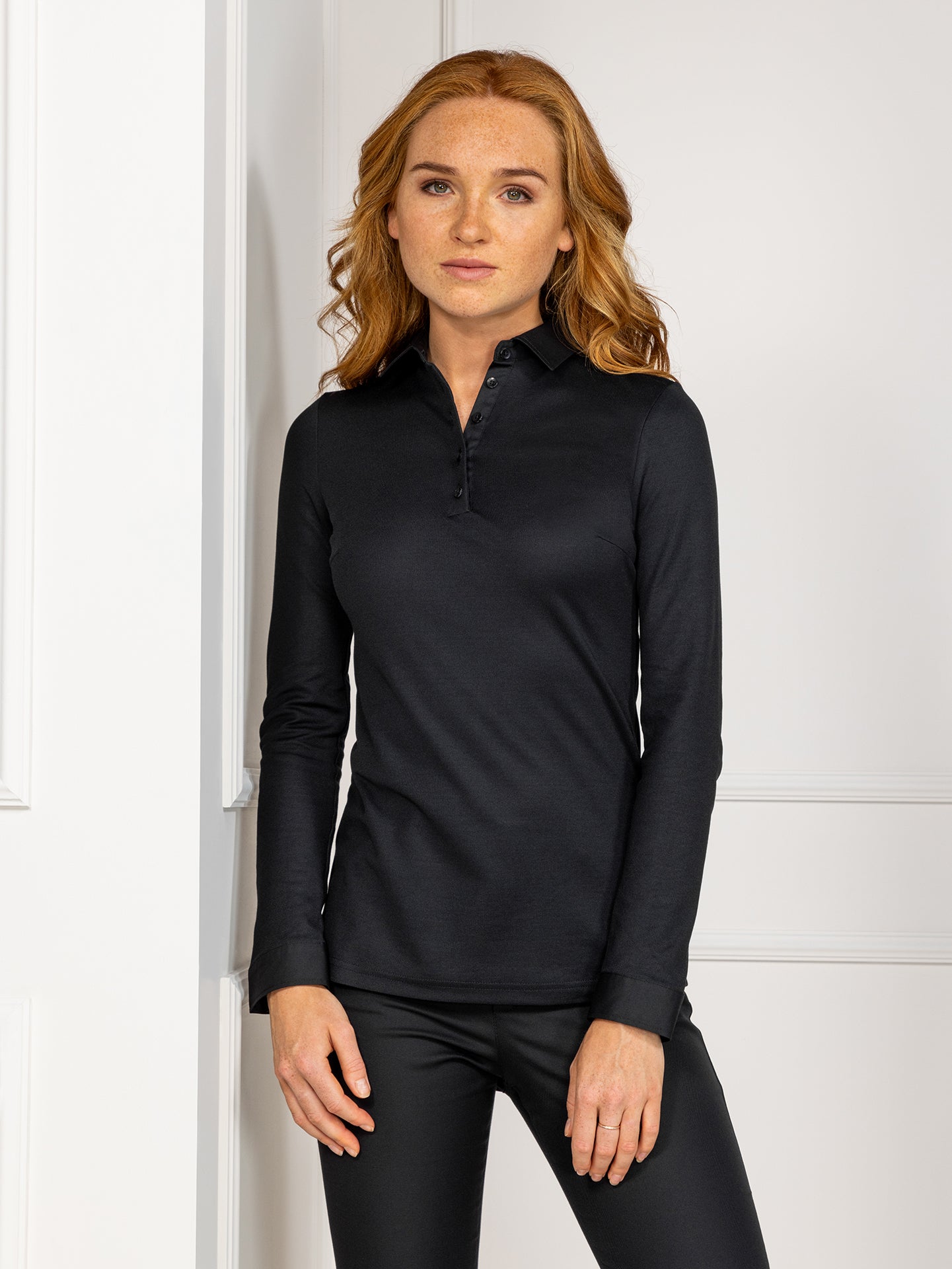 Longsleeve Polo Alice Black by Le Nouveau Chef - ChefsCotton