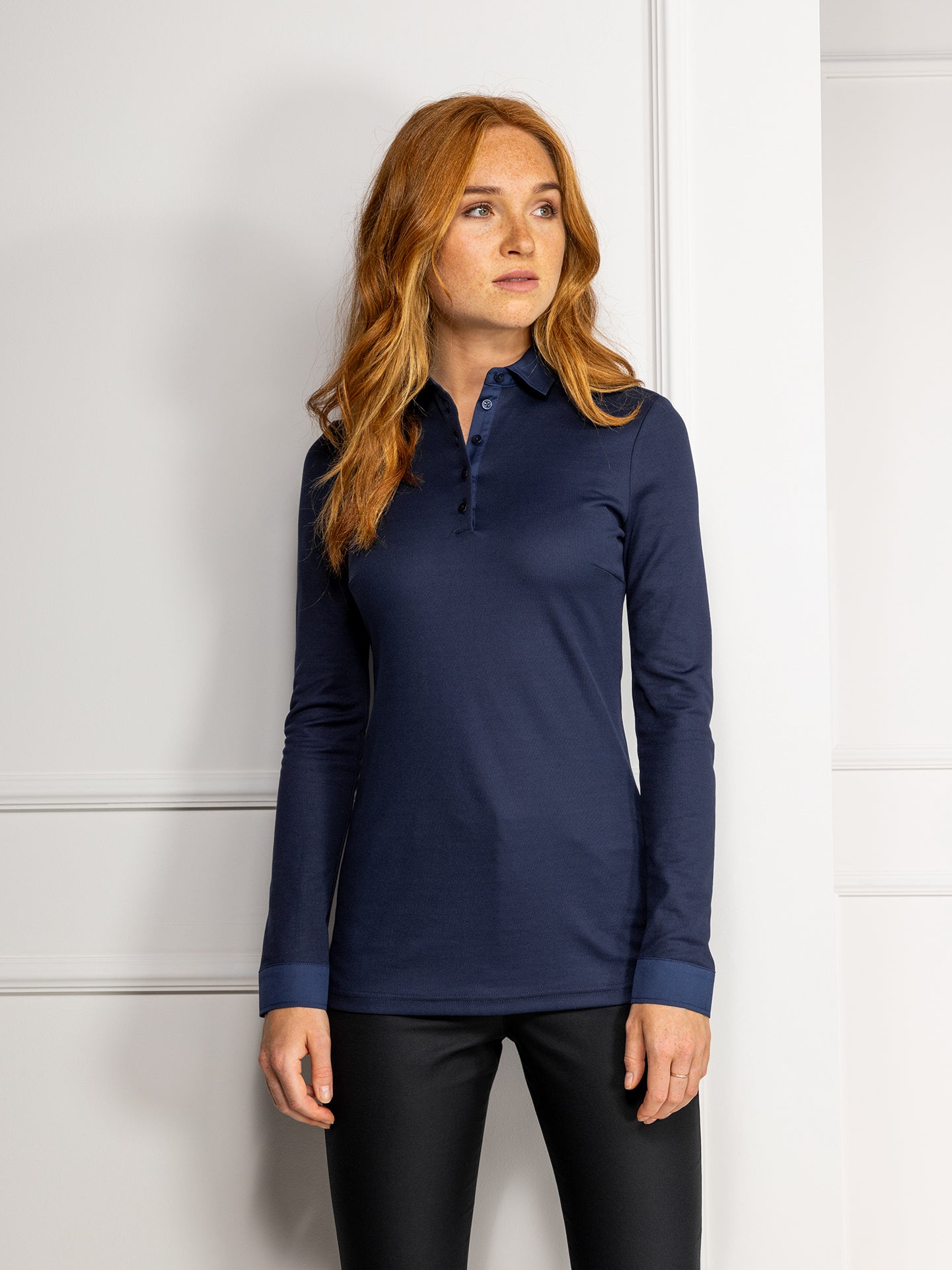 Longsleeve Polo Alice Patriot Blue by Le Nouveau Chef - ChefsCotton