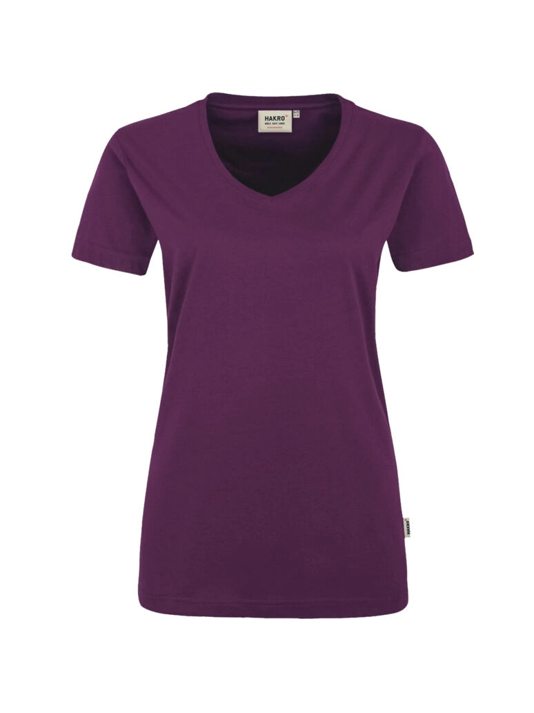 Performance Women V-Shirt Mikralinar® Aubergine by Hakro - ChefsCotton