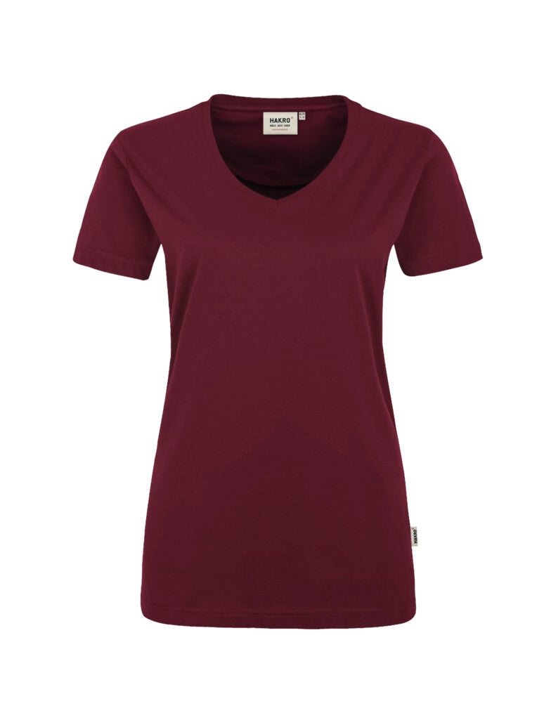 Performance Women V-Shirt Mikralinar® Burgundy by Hakro - ChefsCotton