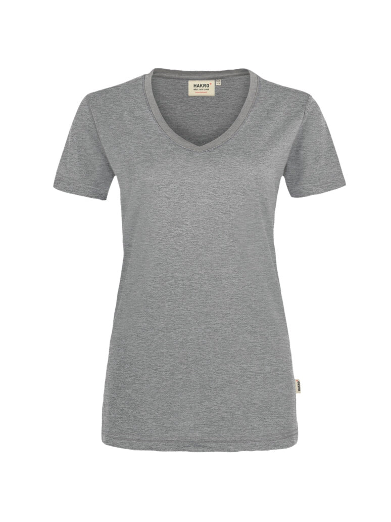 Performance Women V-Shirt Mikralinar® Mottled Grey by Hakro - ChefsCotton