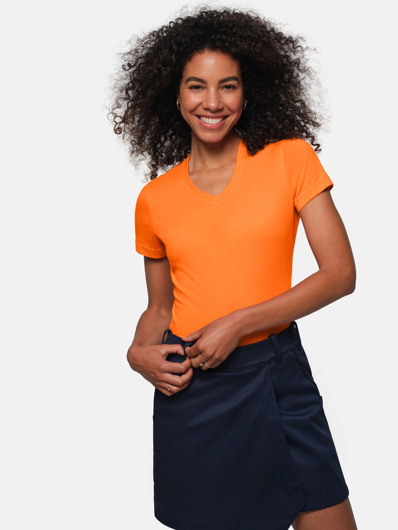 Performance Women V-Shirt Mikralinar® Orange by Hakro - ChefsCotton