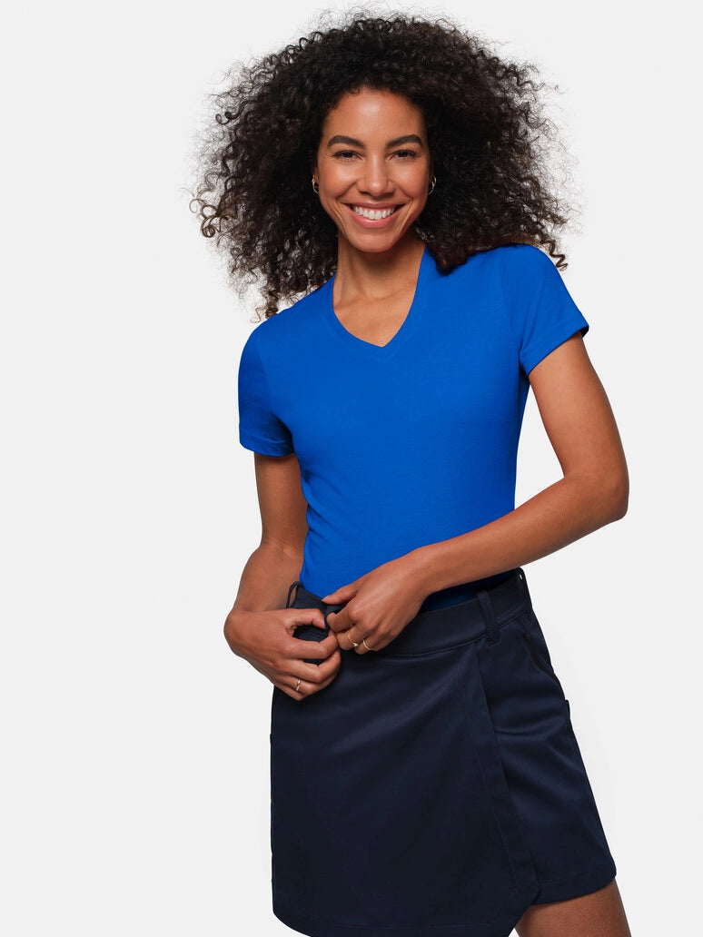 Performance Women V-Shirt Mikralinar® Royal blue by Hakro - ChefsCotton
