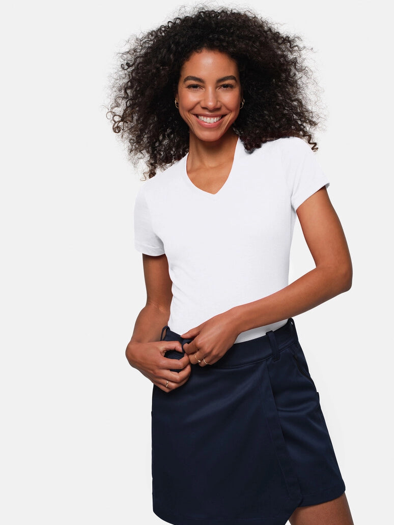 Performance Women V-Shirt Mikralinar® White by Hakro - ChefsCotton