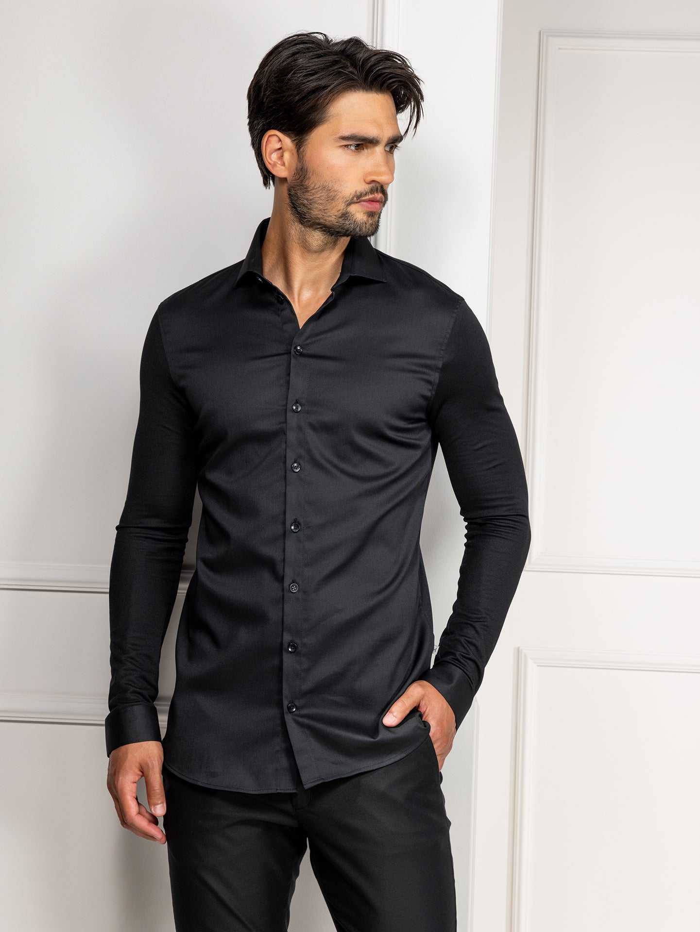 Service Shirt Liam Black by Le Nouveau Chef - ChefsCotton