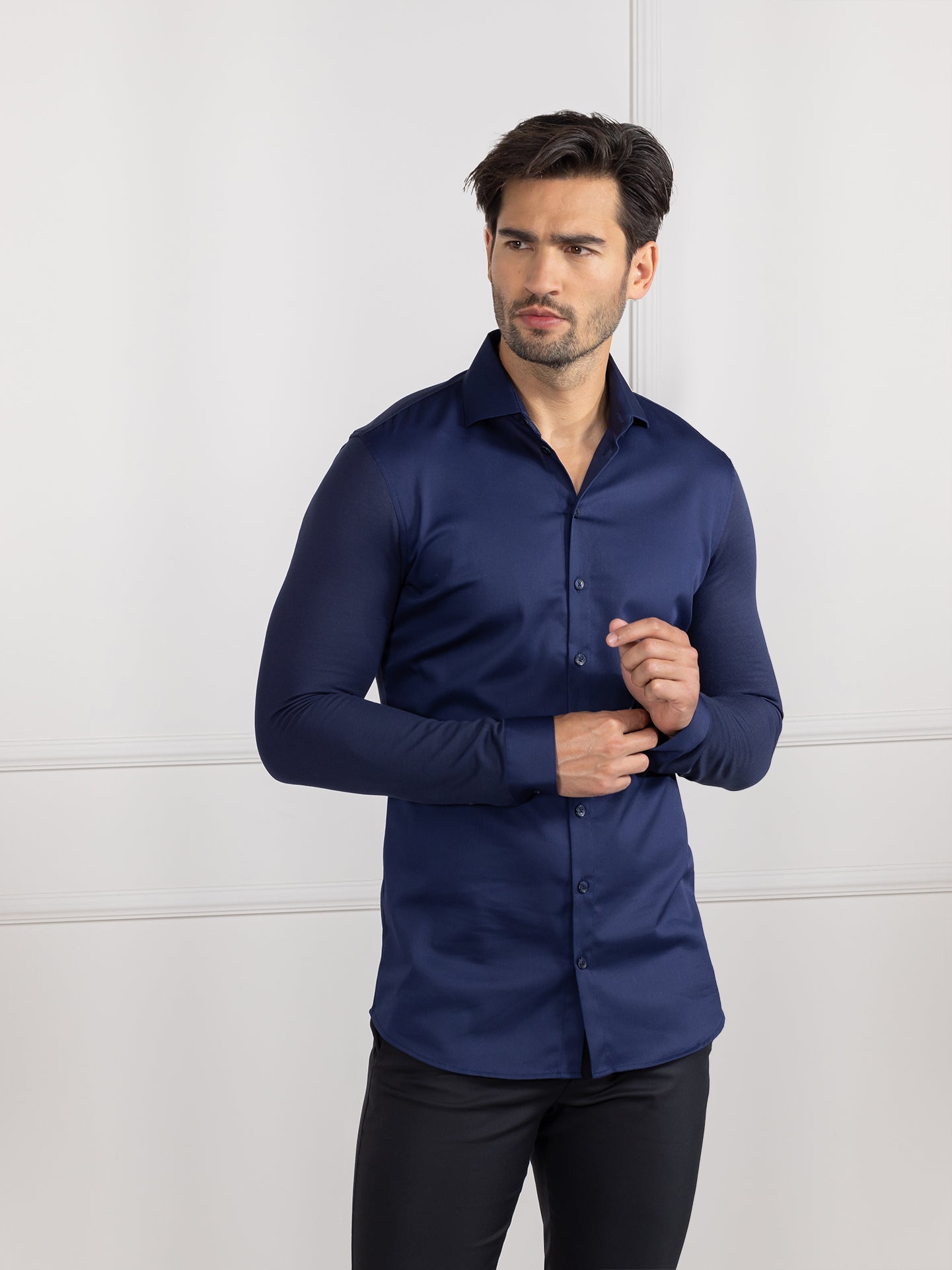 Service Shirt Liam Patriot Blue by Le Nouveau Chef - ChefsCotton