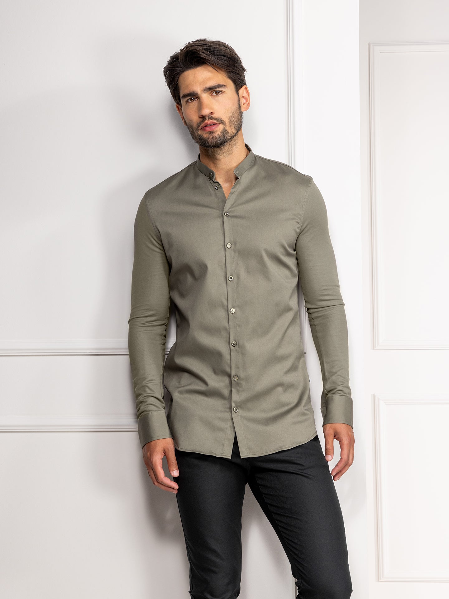Service Shirt Lucas Olivette Green by Le Nouveau Chef - ChefsCotton