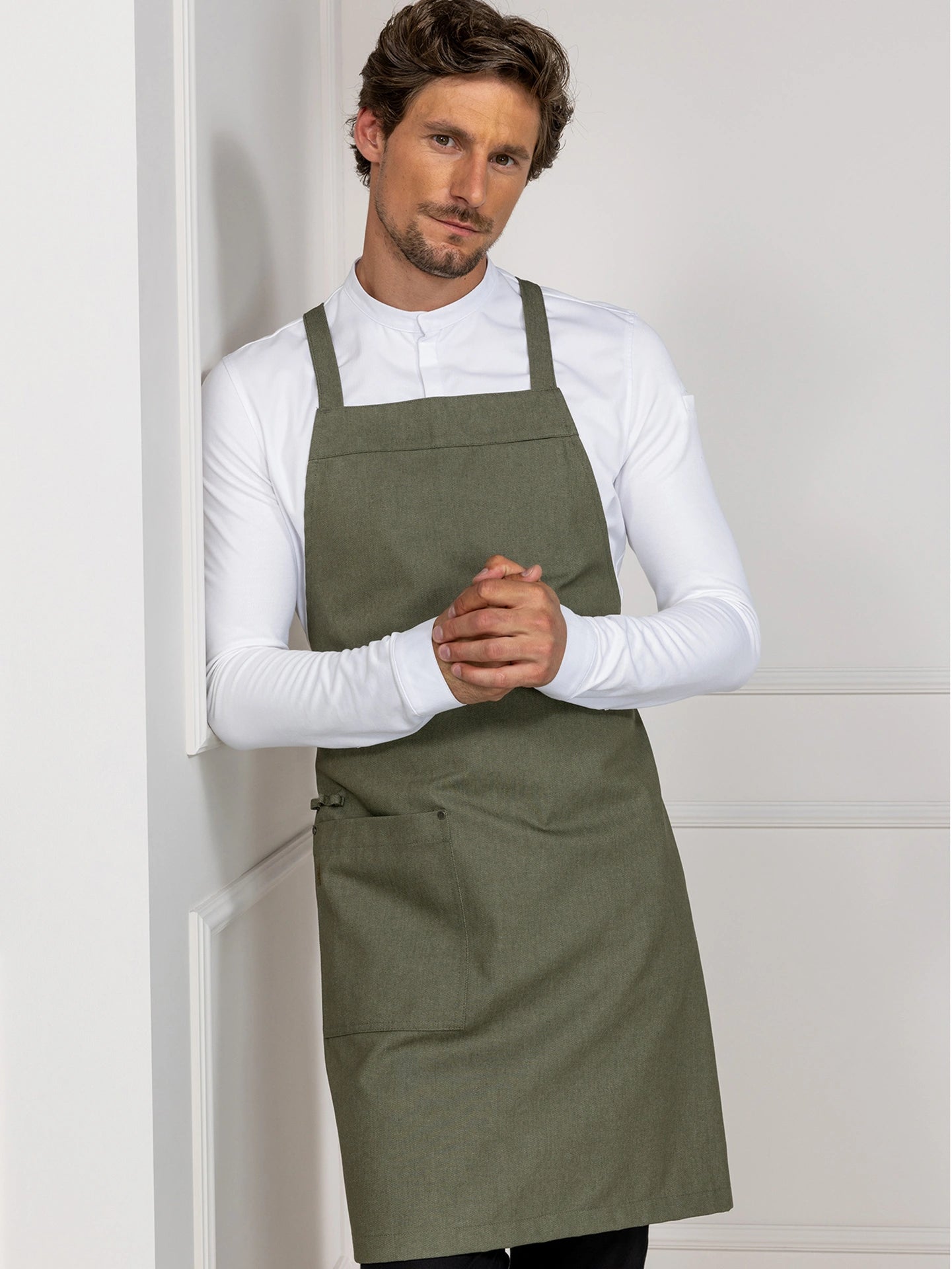 Bib Apron Eden Heavy Green Denim by Le Nouveau Chef -  ChefsCotton