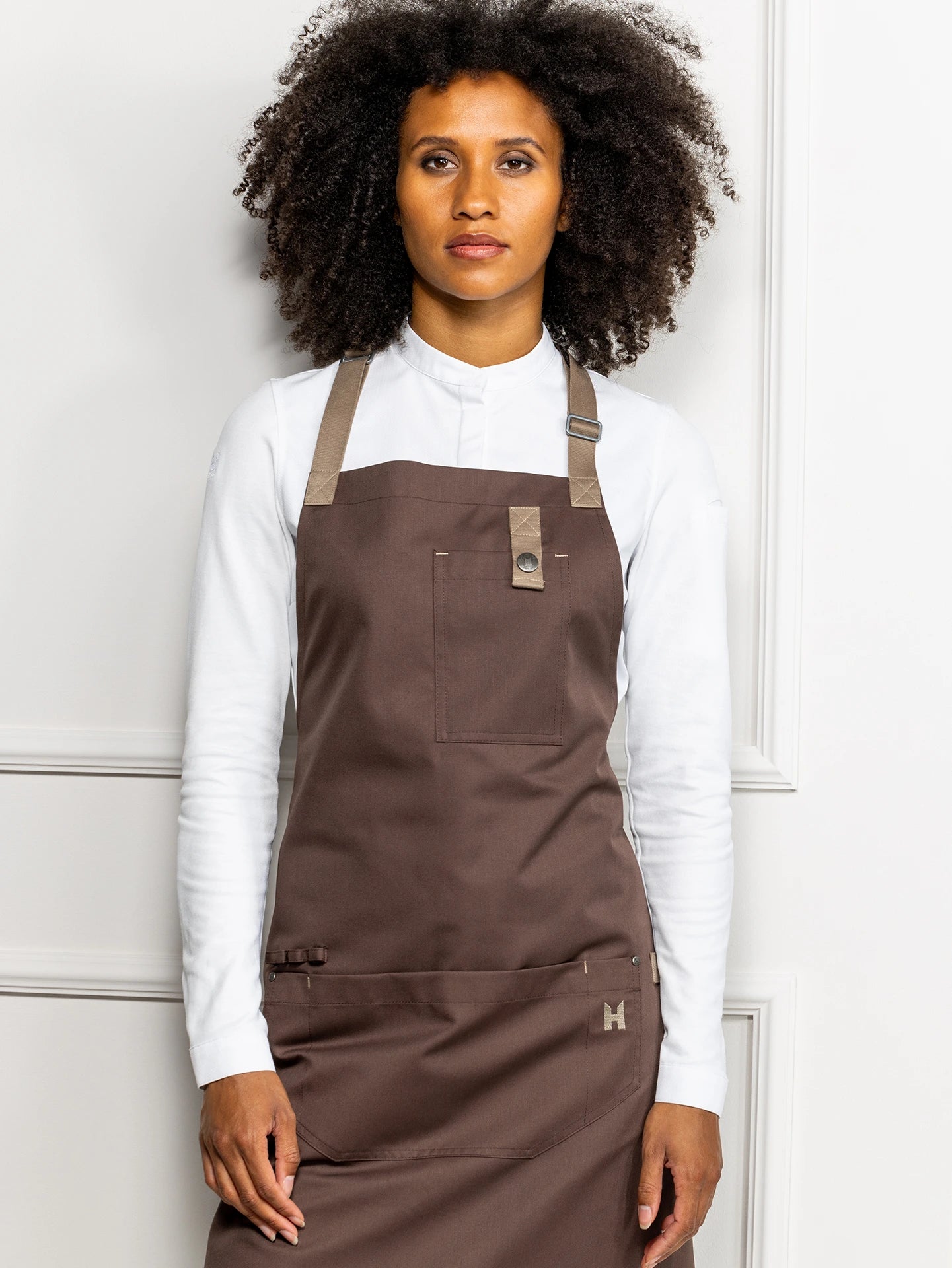Bib Apron Seattle Pure Choco by Le Nouveau Chef -  ChefsCotton