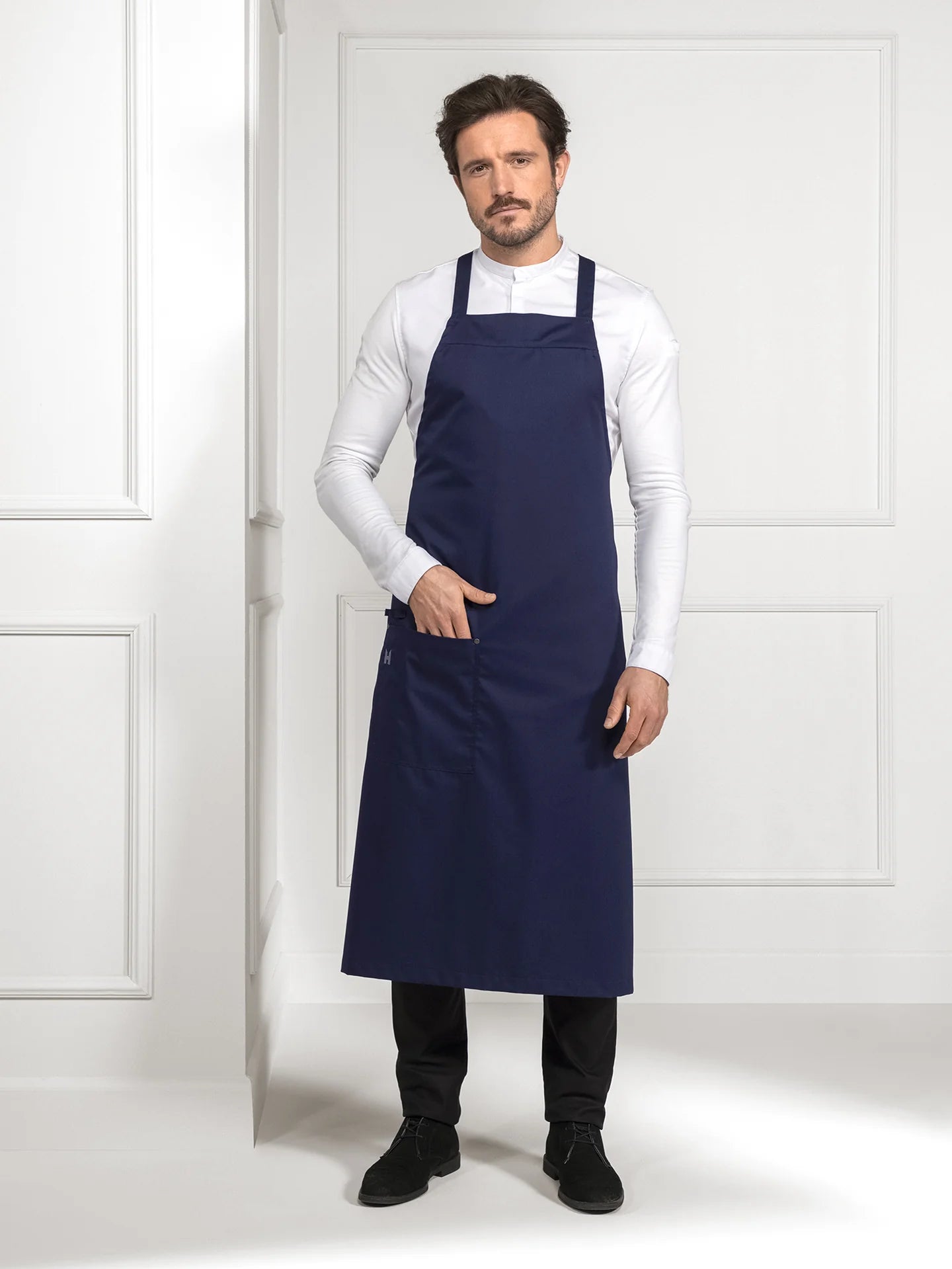 Bib Apron Erik Navy by Le Nouveau Chef -  ChefsCotton