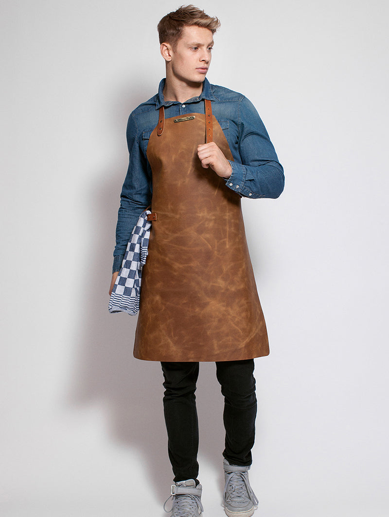 Leather Apron Basic Whiskey by Handcrafted Leather Aprons -  ChefsCotton