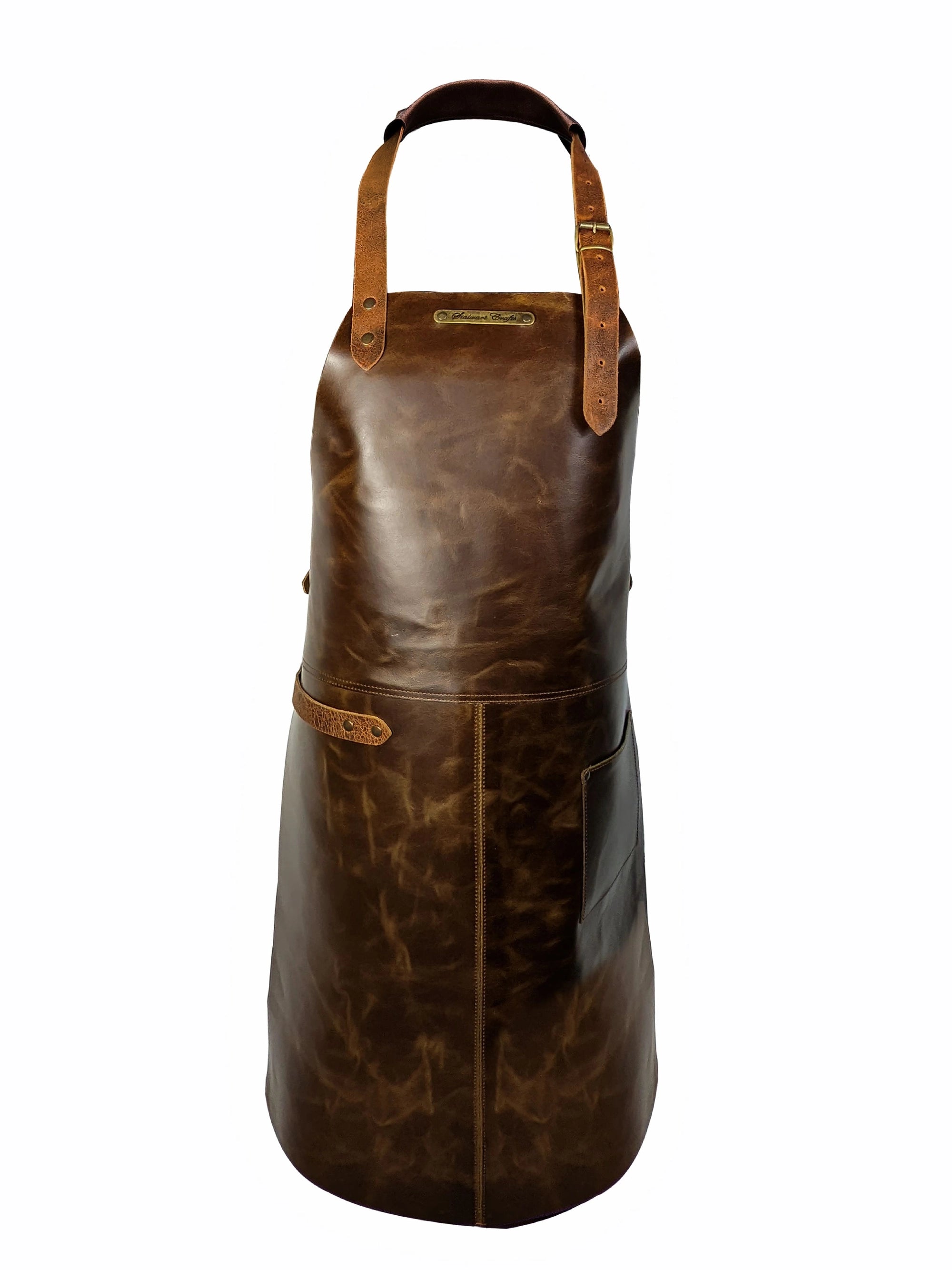 Leather Apron Classic Brown Rustic by Handcrafted Leather Aprons -  ChefsCotton