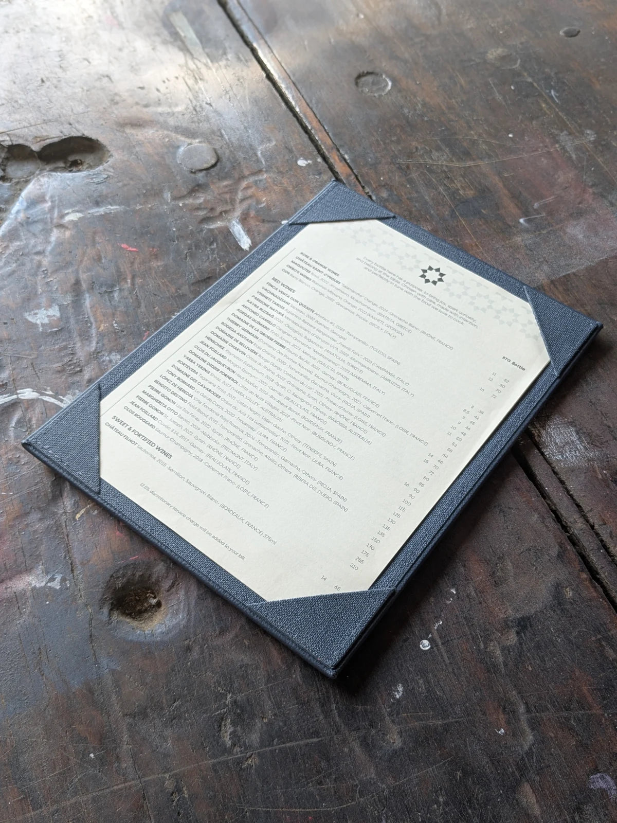 Leather Panel Board Menu Deluxe