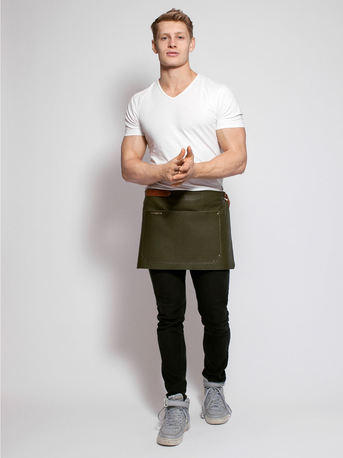 Leather Waist Apron Deluxe Green by Handcrafted Leather Aprons -  ChefsCotton