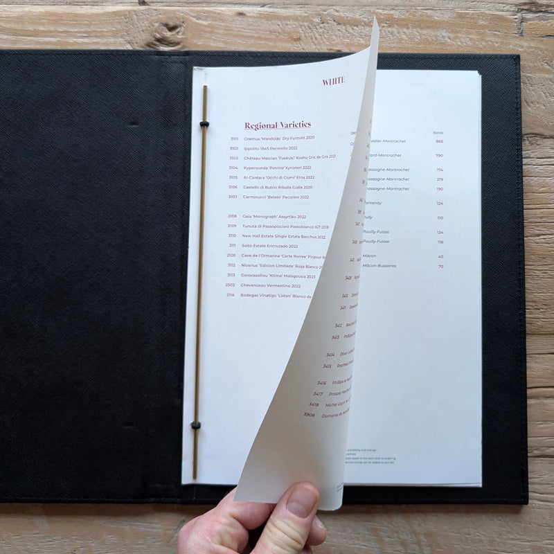 Menu Cover Paper FItting Gold Bar