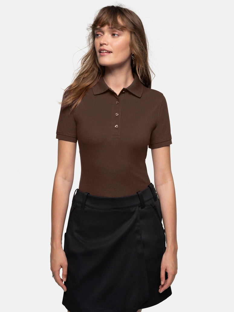 Performance Women Polo Mikralinar® Chocolate by Hakro -  ChefsCotton